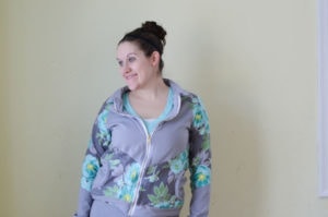 Zinnia Jacket by Blank Slate Patterns sewn by If Only They Would Nap in Riley Blake knit fabrics