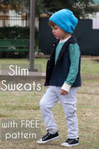Sew an on trend pair of slim sweatpants for boys with this FREE sewing pattern from Melly Sews and Blank Slate Patterns