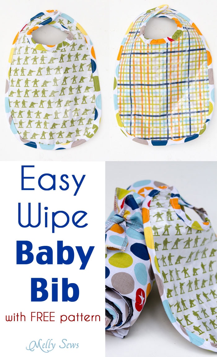 Sew a Bib with this free pattern and make it easy wipe - Written and Video tutorials - Melly Sews