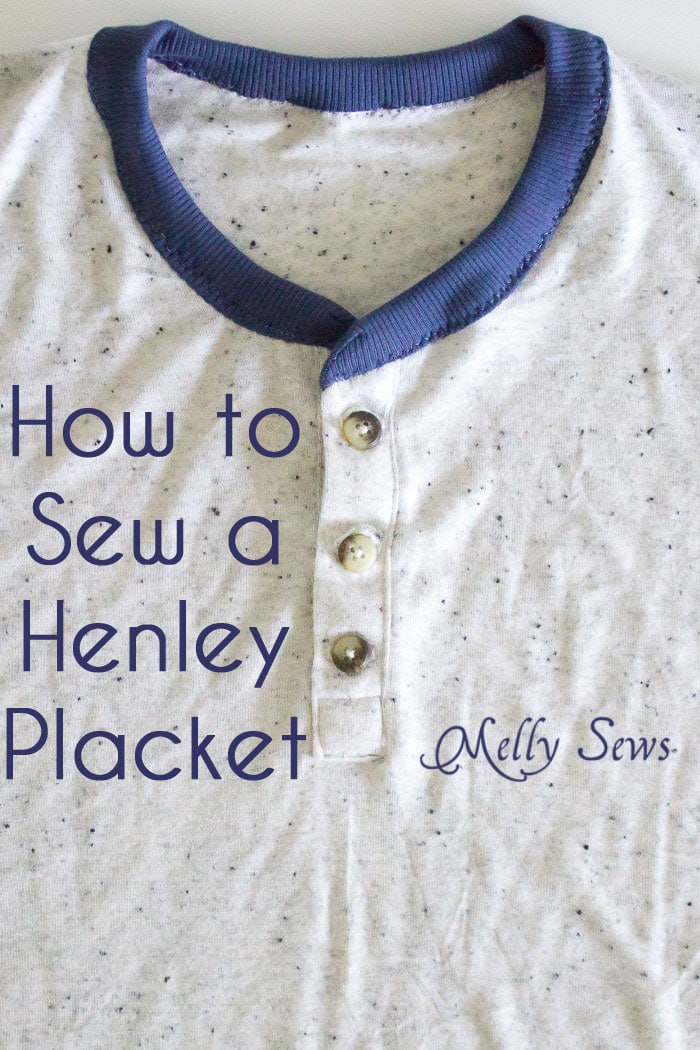 Add a button placket to a t-shirt pattern - How to sew - henley placket on a t-shirt - Melly Sews