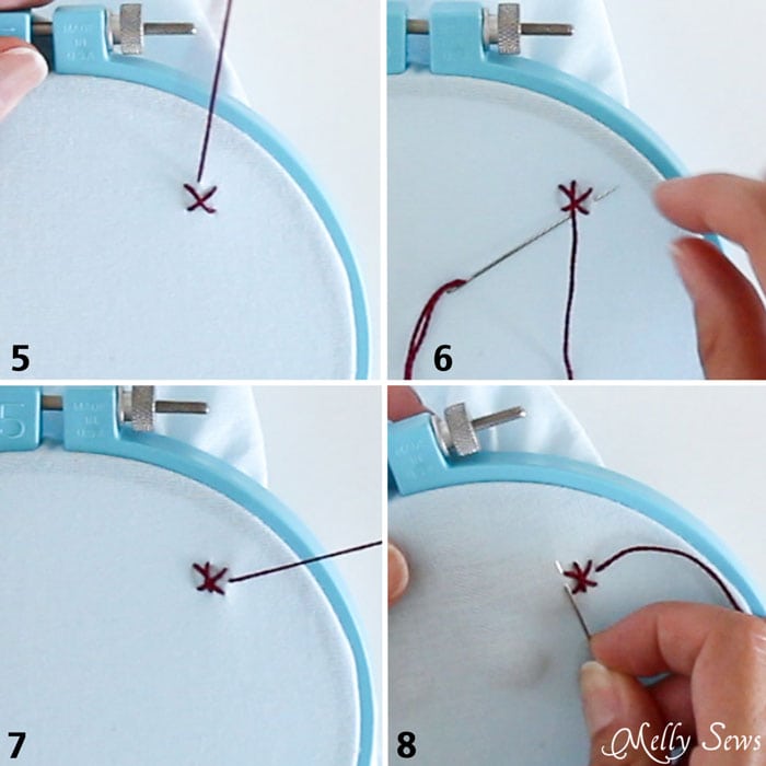 Six point cross stitch - How to Hand Embroider - Embroidery Stitches to add to a handmade or store bought shirt - Women's DIY Fashion and sewing - Melly Sews