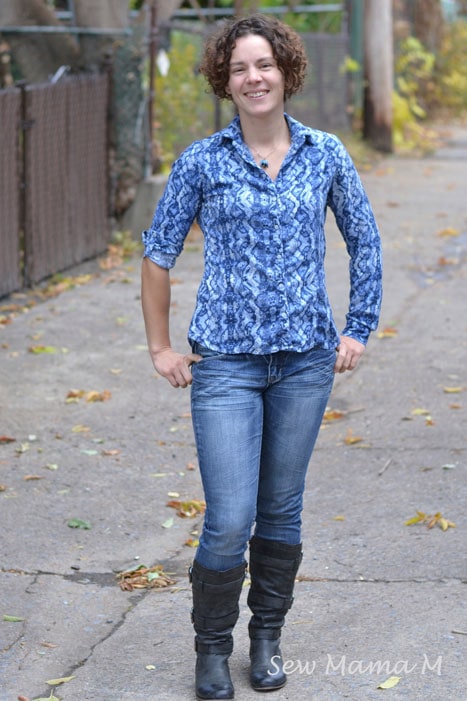 Novelista Shirt Sewing Pattern for women in sizes XXS-3X by Blank Slate Patterns - long sleeve version