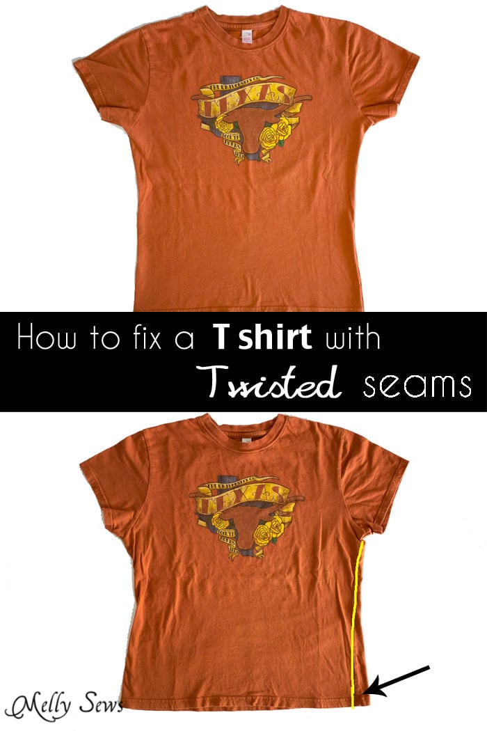 Such an annoying problem! I'm glad I know what to do now - How to fix a t shirt with twisted seams - Melly Sews 