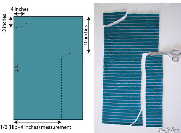 Step 1 - Measuring - 20 Minute Tunic - Sew this top from any kind of knit fabric in about 20 minutes with this EASY how to sew a shirt tutorial from Melly Sews