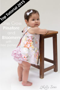 Top Tutorials 2015 - Criss Cross Pinafore Dress with Bloomers - FREE Sewing pattern sizes 0-3m - Melly Sews