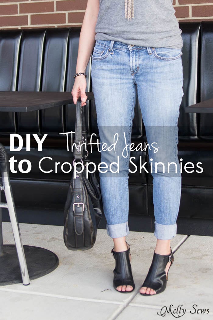 Turn a pair of thrifted jeans into a perfect fit - Flare jeans to skinny jeans - DIY Tutorial by Melly Sews