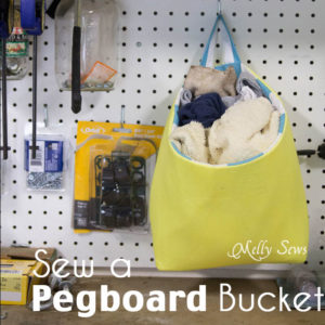 Sew a bucket for pegboard - DIY peg board organization tutorial by Melly Sews