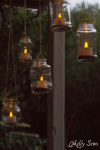 DIY Outdoor Decor - How to make Mason Jar Hanging Tea Lights - with environmentally friendly Solar Tea Lights
