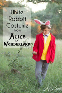 White Rabbit Costume from cartoon Alice in Wonderland - DIY Halloween Costume - Sewing Patterns to make a White Rabbit Costume - Melly Sews