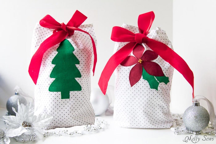 Appliqué Re-Usable Gift Bag - sew a Gift Bag with this tutorial from Melly Sews