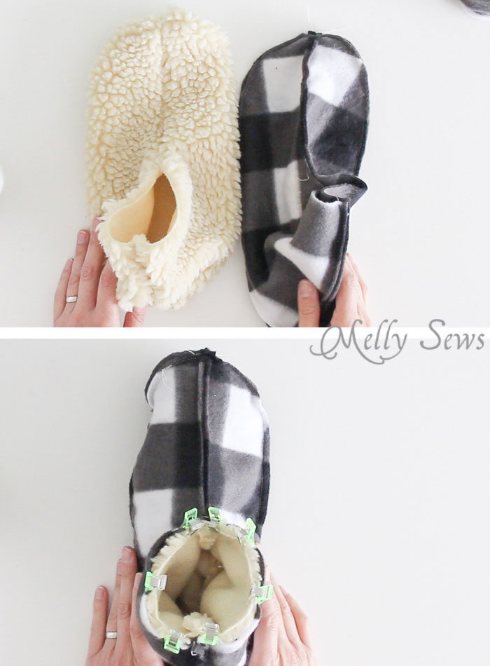 Step 3 - Sew Slippers - a Free Pattern and Video Tutorial to make these DIY Slippers for Men, Women, or Kids - Melly Sews