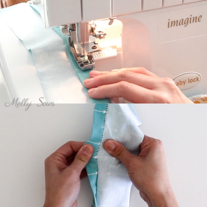How to flatlock - How to sew a knit hem - 5 different ways to sew a knit hem, 4 with a regular sewing machine - tutorial with video by Melly Sews