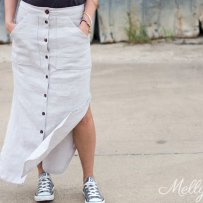 Button Front Maxi Skirt – Sew a Side Slit