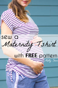 Sew an easy Maternity Tshirt - adapt a free pattern for maternity wear by adding ruching - pattern and tutorial available from Melly Sews