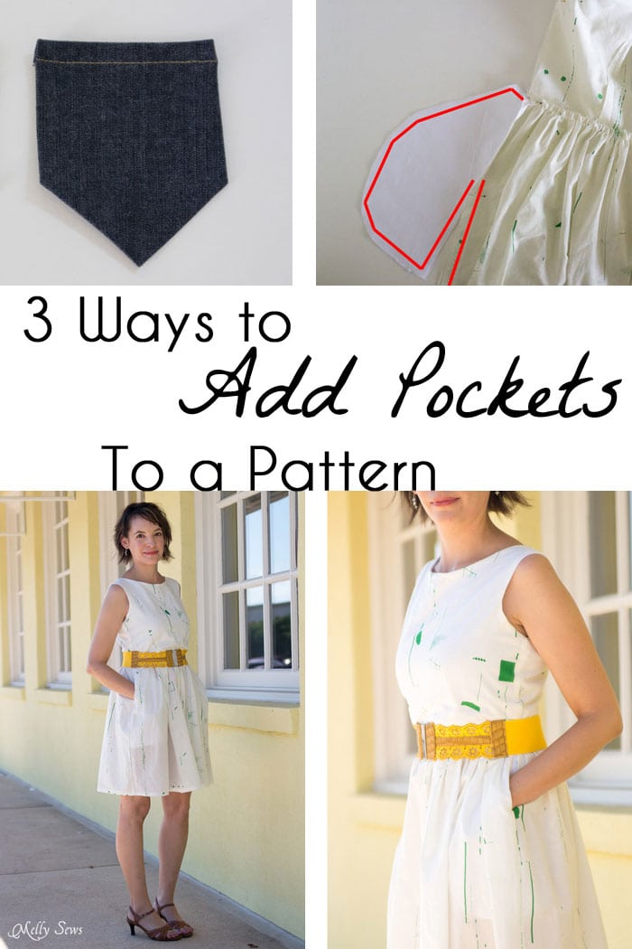 How to add pockets to a sewing pattern - 3 ways to add pockets if a sewing pattern doesn't have them - tutorial by Melly Sews
