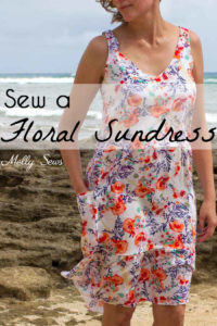 Sew a dropped waist floral sundress with big pockets - tutorial and pattern by Melly Sews