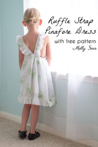 Sew a Ruffle Strap Pinafore Dress - Apron Dress for Girls - with free pattern and video tutorial on Melly Sews