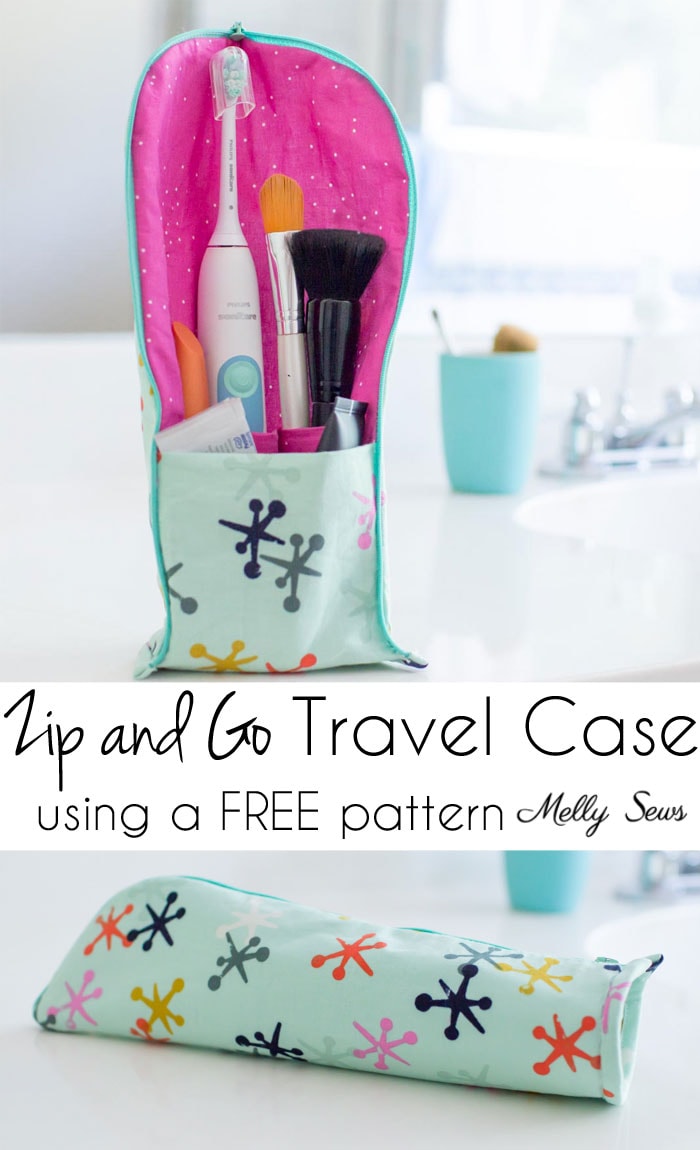 DIY Zip and Go Travel Case - Sew a Standing Zipper Roll for your Travel Essentials - Melly Sews