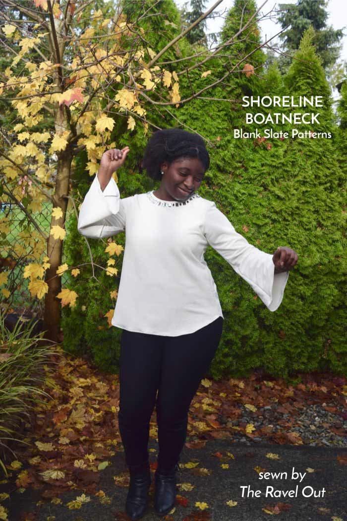 Shoreline Boatneck with sleeve hacks | sewing pattern from Blank Slate Patterns | sewn by The Ravel Out