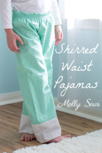 How to sew a shirred waist - use elastic thread to sew pajamas waistband - Mommy & Me pajamas by Melly Sews