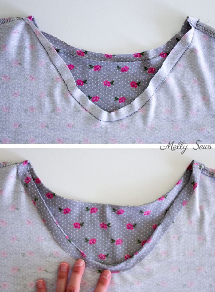 Trick for hemming knits - Sew a Sleep Shirt - DIY Nightgown with this tutorial and free pattern from Melly Sews