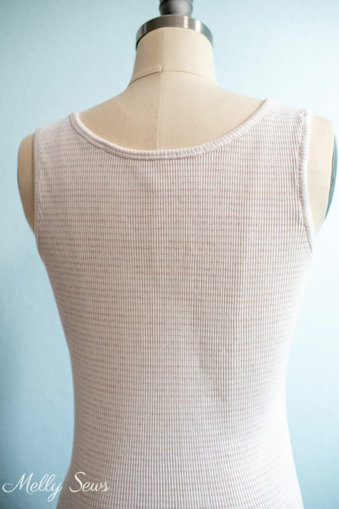 Fitted rib knit tank top sewn from a free pattern