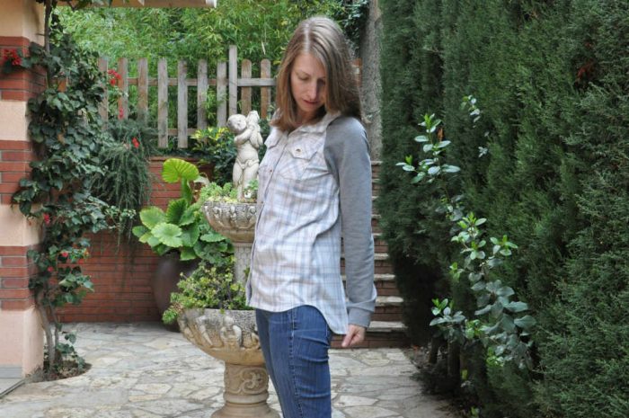 Novelista Shirt and Zinnia Jacket mash-up - sewing patterns by Blank Slate Patterns sewn by Doctora Botones
