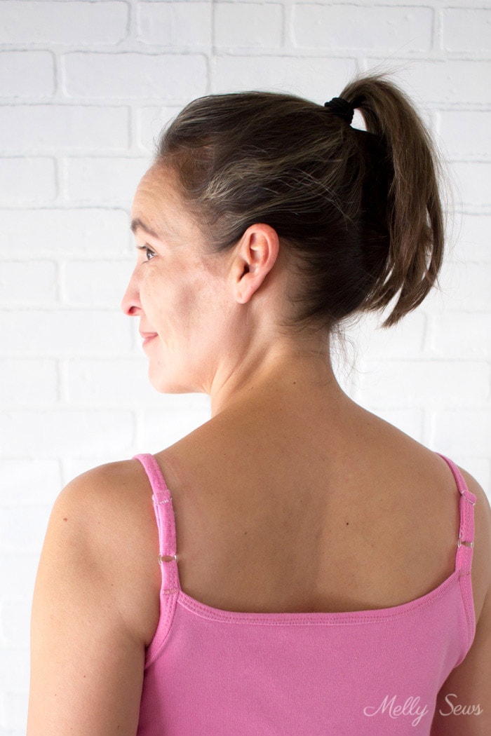 Workout tank top - Sew Adjustable Straps - How to Install Lingerie Sliders - Melly Sews