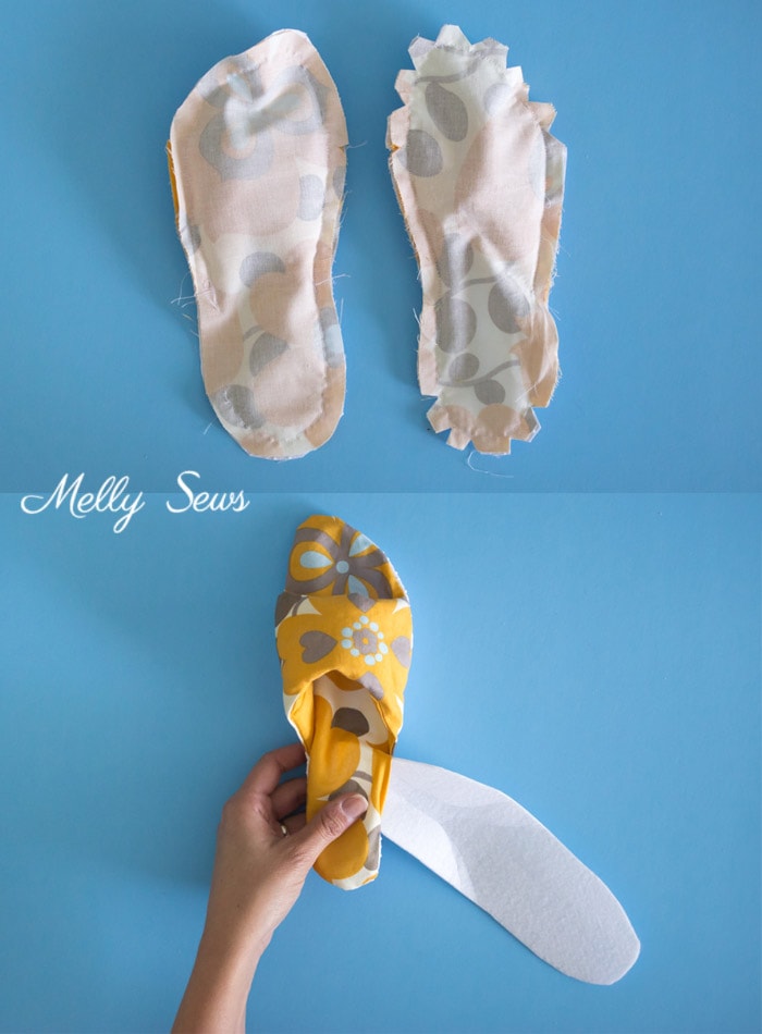 Step 4 - How to sew DIY slippers - sew house shoes - make slides with this tutorial by Melly Sews