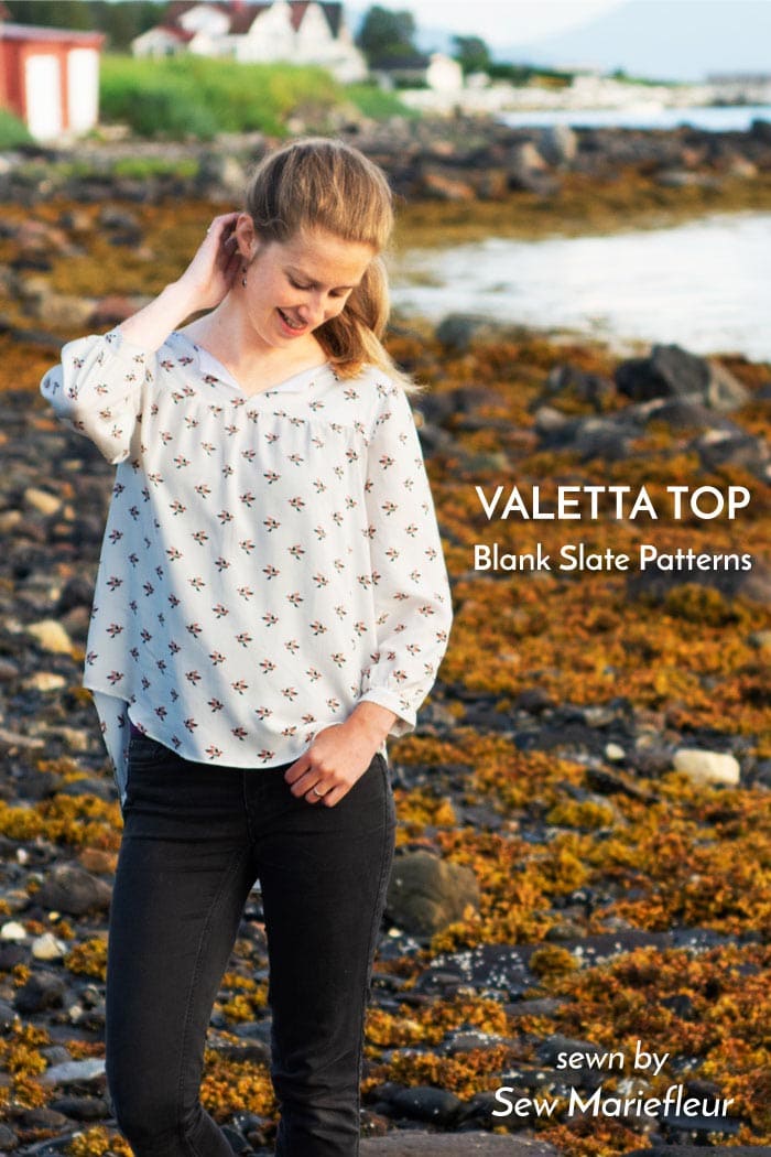 Valetta Peasant Top sewing pattern from Blank Slate Patterns sewn by Sew Mariefleur