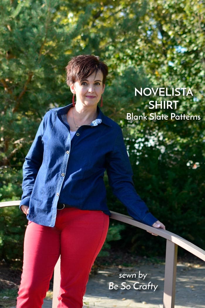 Novelista Shirt sewing pattern from Blank Slate Patterns sewn by Be So Crafty