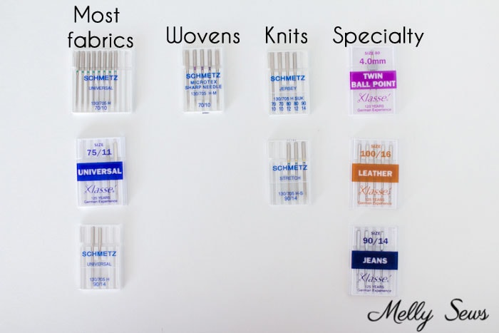 How to choose sewing machine needles - universal vs knit vs sharp needles - Melly Sews