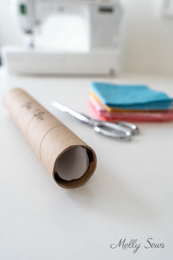 Sewing pattern storage idea - inside a cardboard tube