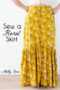 Sew a floral skirt - boho ruffled yellow skirt - DIY tutorial by Melly Sews