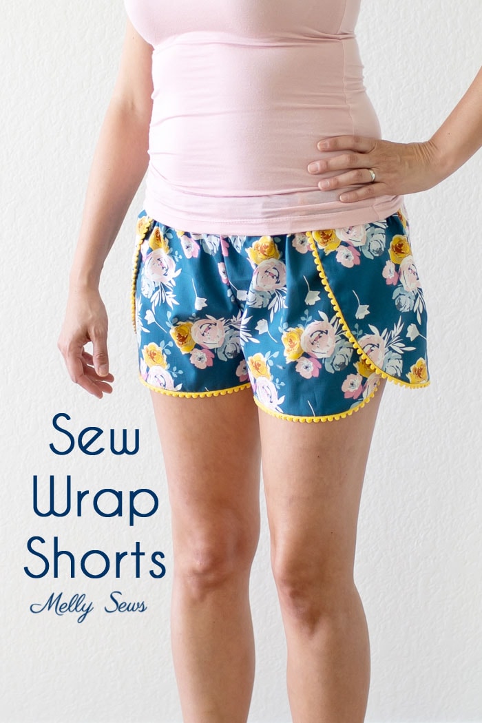 Perfect summer shorts - Sew Pom Pom Trim Wrap Shorts -  Sew bohemian style pajamas with this tutorial by Melly Sews