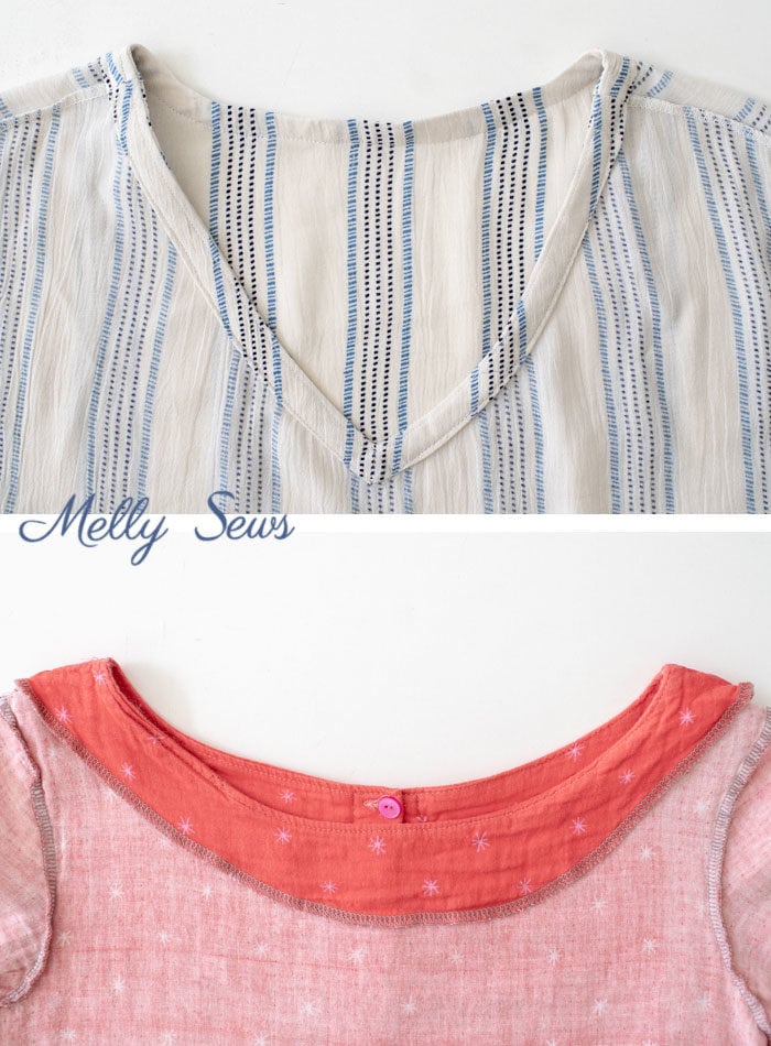 Facing finishes - Sew a neckline - DIY tutorial for a neck facing finish - Melly Sews