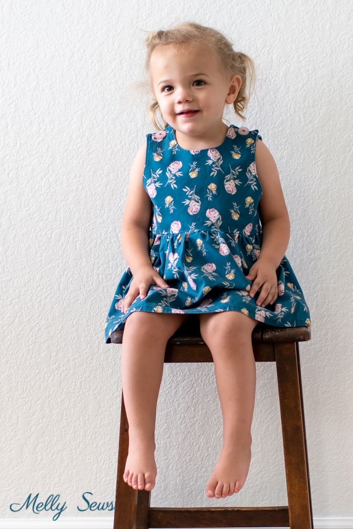 Toddle Girl floral print dress - Blooms and Bobbins fabric by Melly Sews