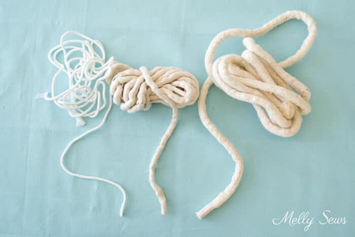 Cotton cording in various sizes