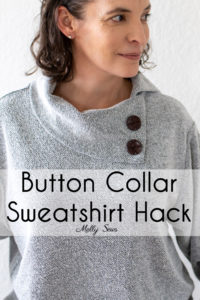 Tutorial to sew a button collar on a sweatshirt - sweater with asymmetrical button cowl