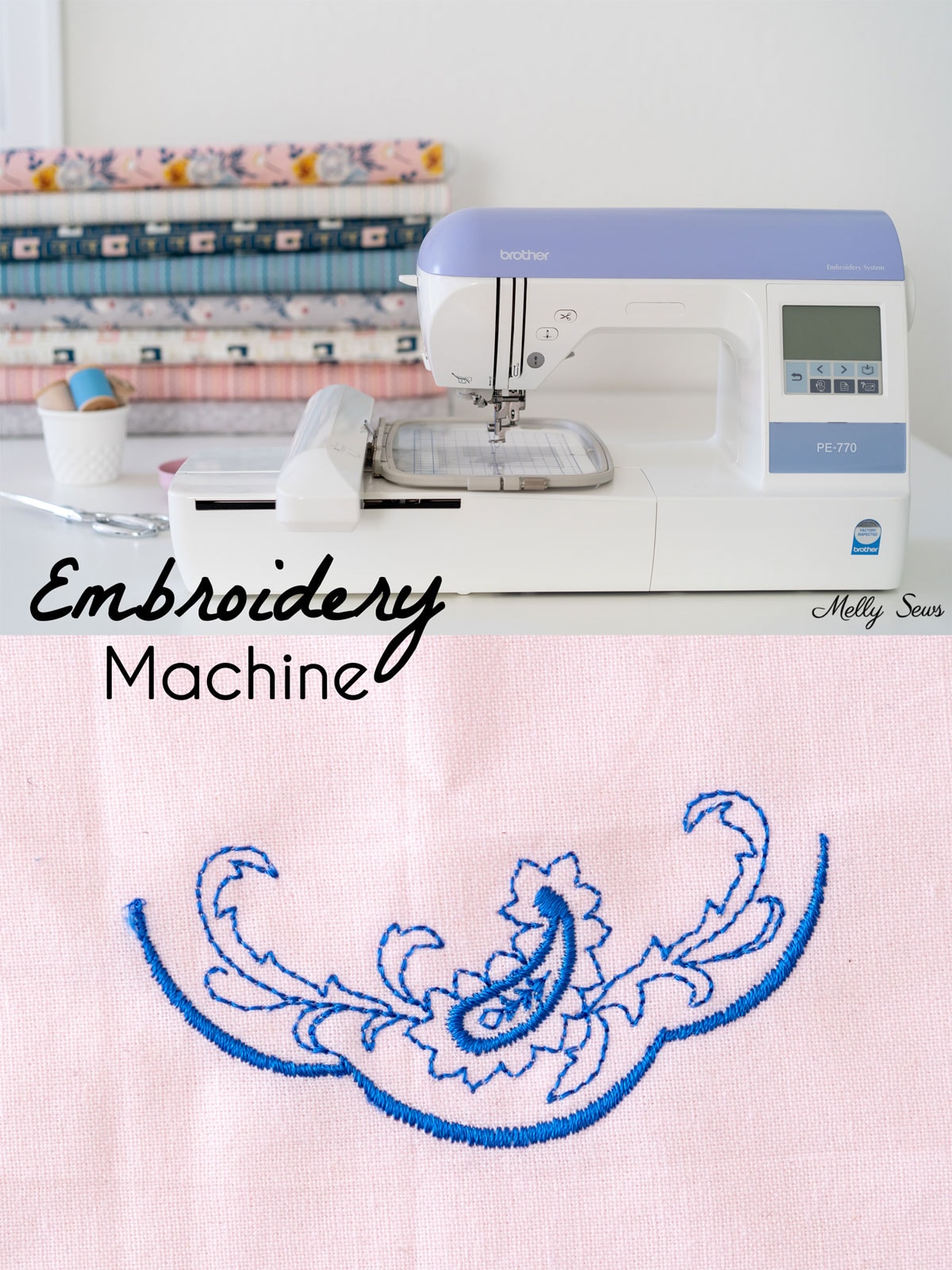 Embroidery machine and example of a machine stitched embroider design