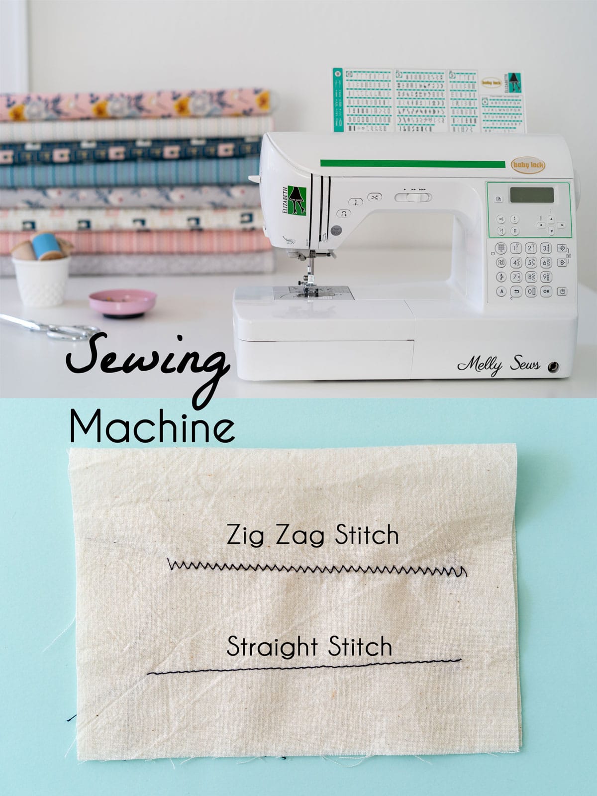 Sewing machine and example of stitches a sewing machine can do