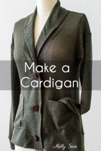 Make a Sweater - Sew a Cardigan like the olive shawl collard grandpa style one on this dress from with this DIY tutorial and pattern