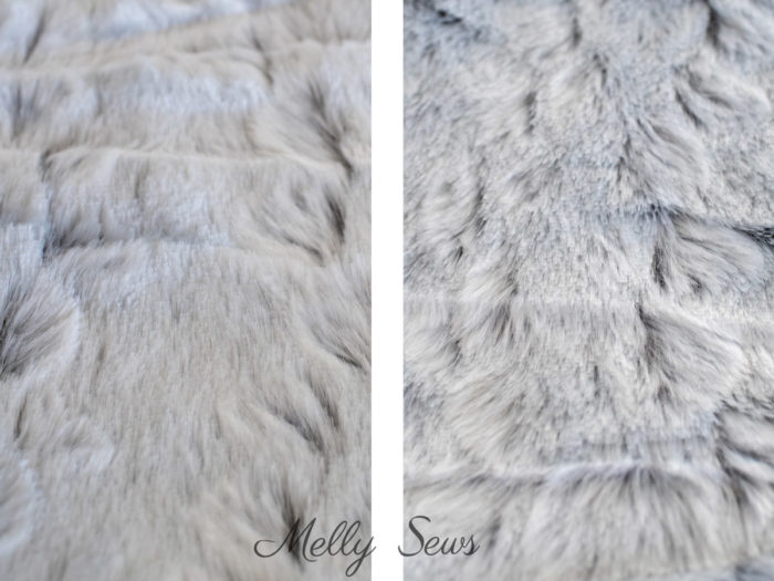 Gray fake fur showing the pile running in one direction, then the other