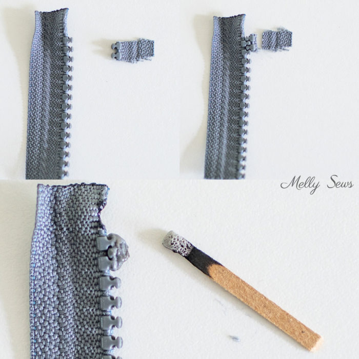 Make a zipper stop from melting plastic