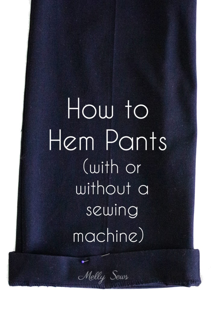 How to Hem Pants - text on a black pant leg