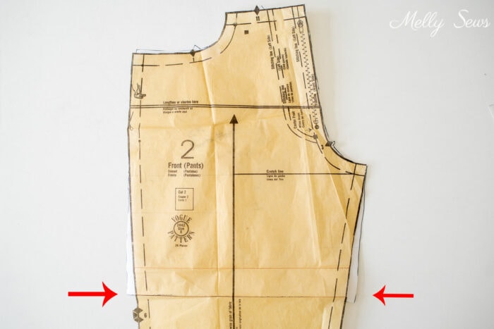Adjusting a jeans pattern to make shorts