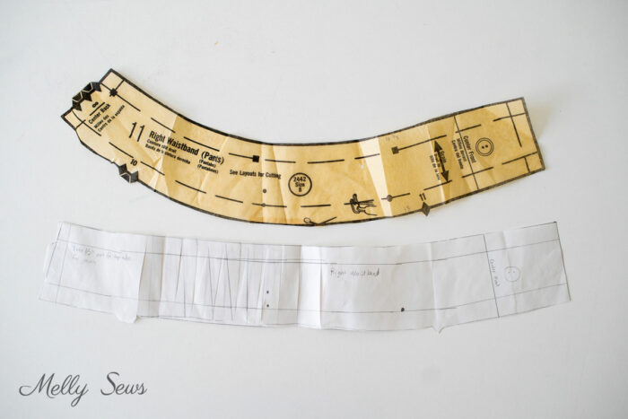 Adjusting a curved waistband for a straighter waist