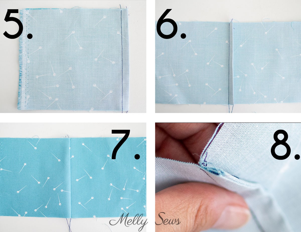 Final steps to sew a French seam