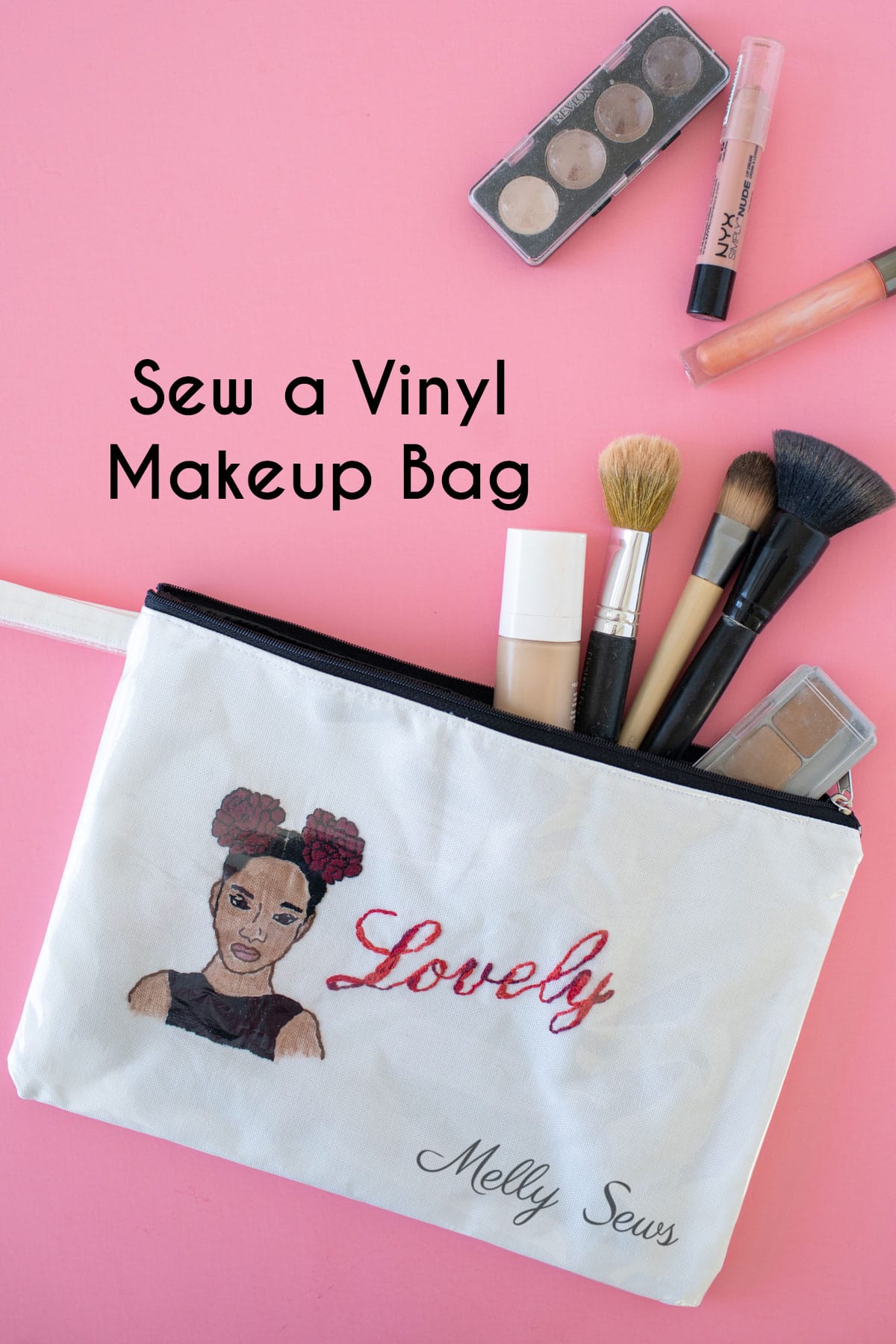How to Sew a Makeup - Easy to Clean Vinyl Bag - Melly Sews