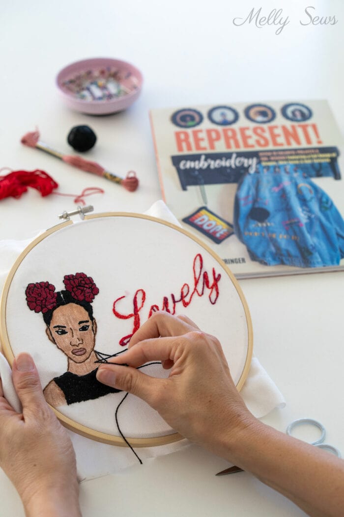 Hand embroidered design from Represent! Embroidery book